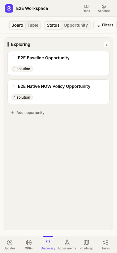 Discovery board on mobile