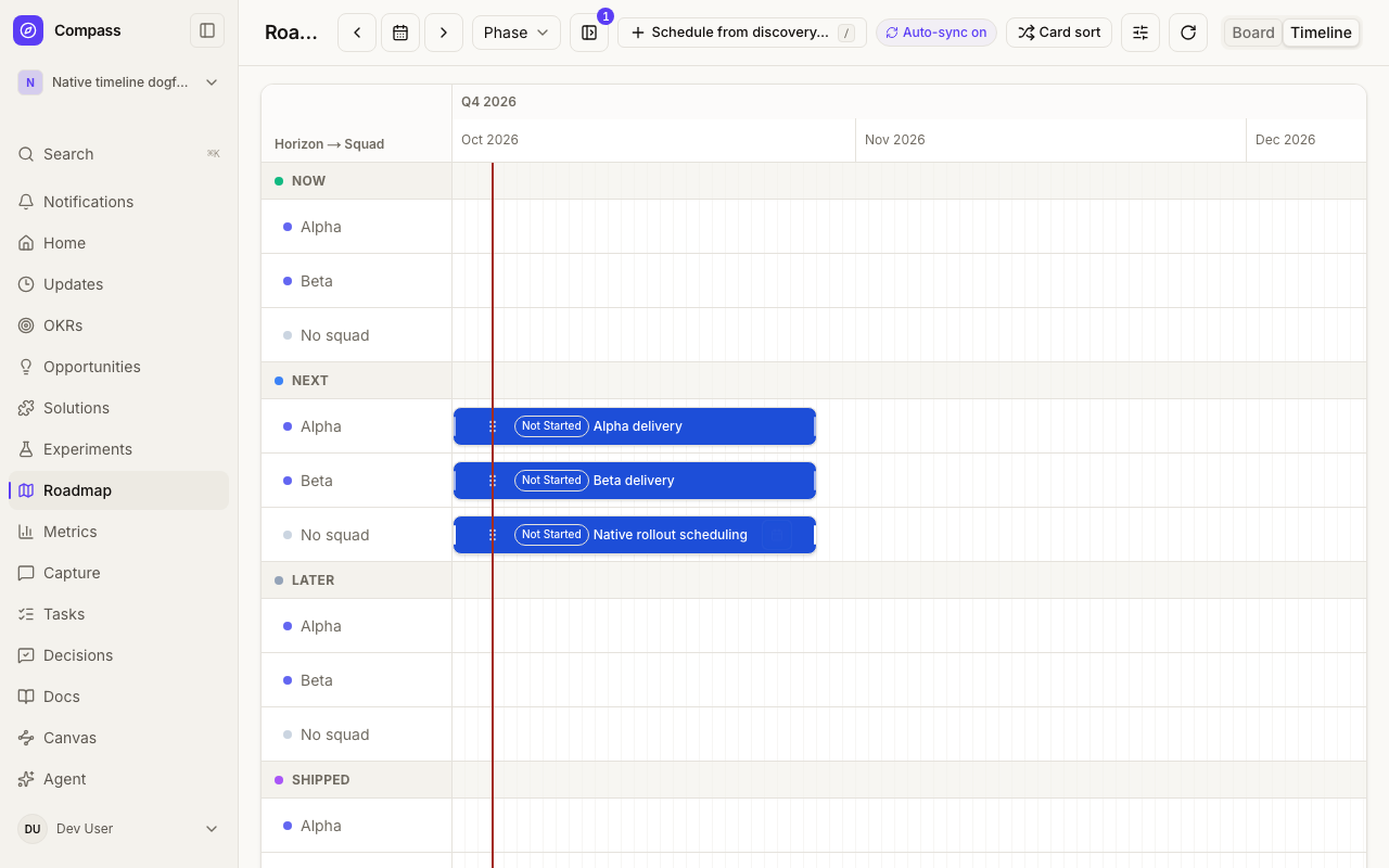 Native timeline on desktop