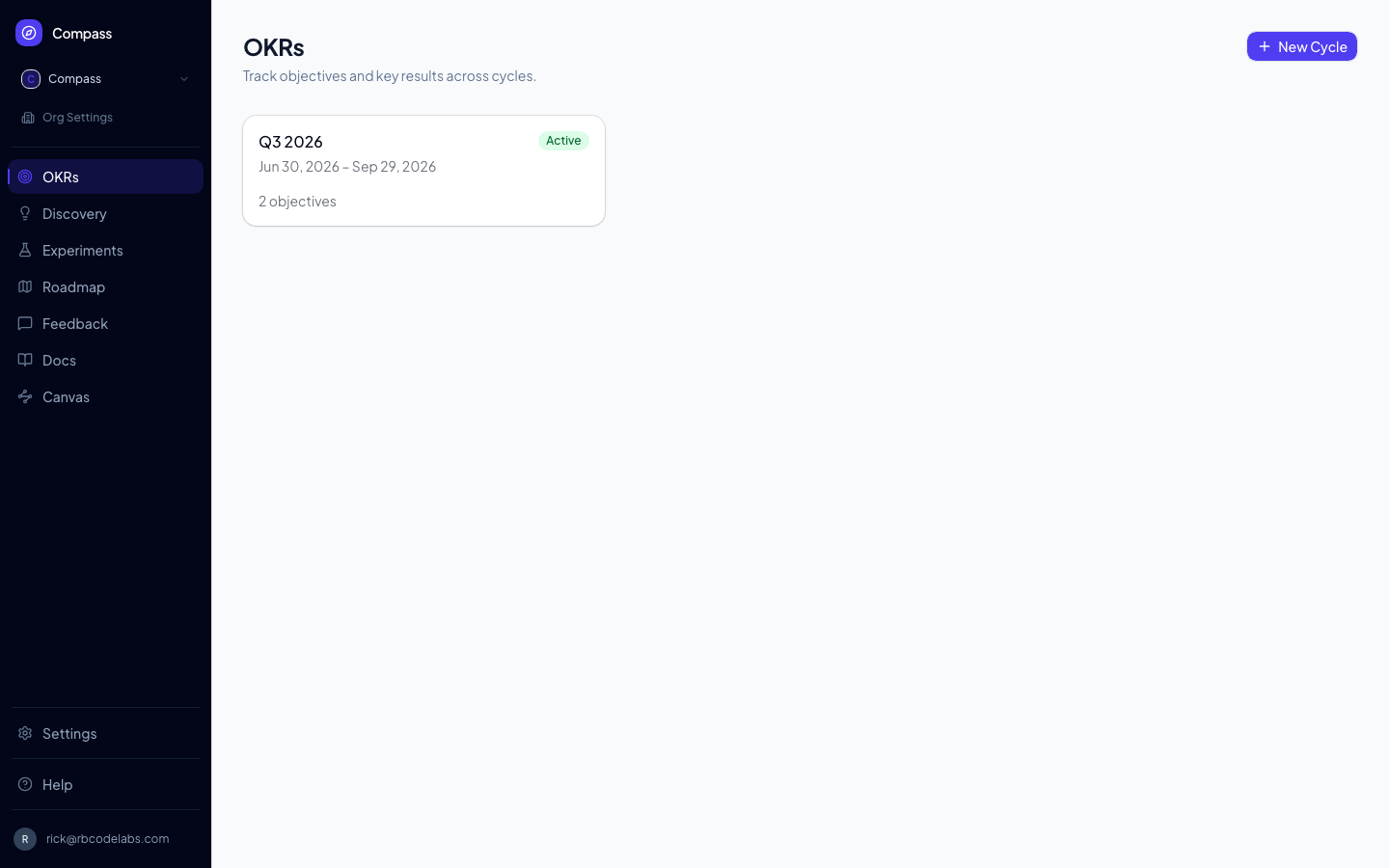OKRs page