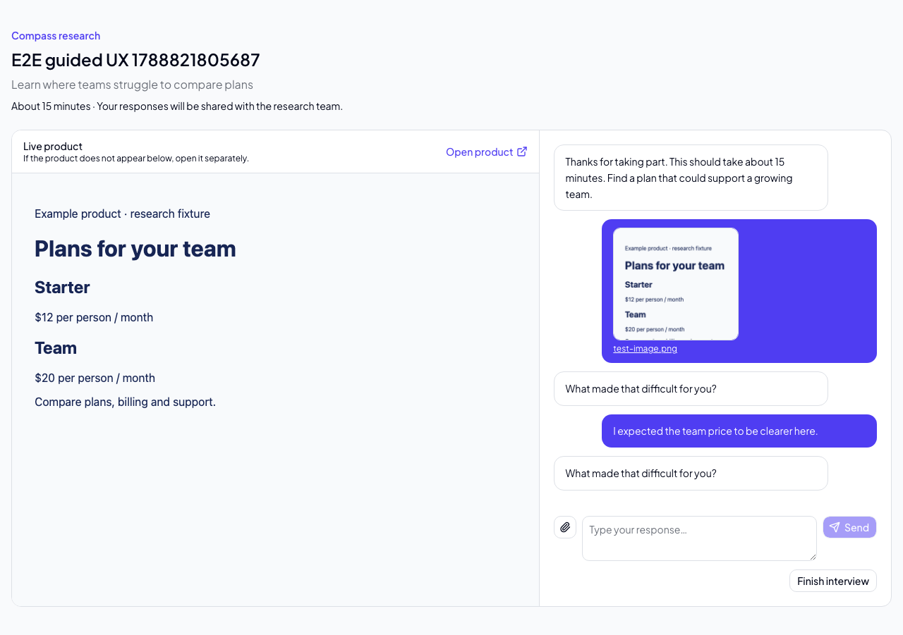 Guided participant chat on desktop