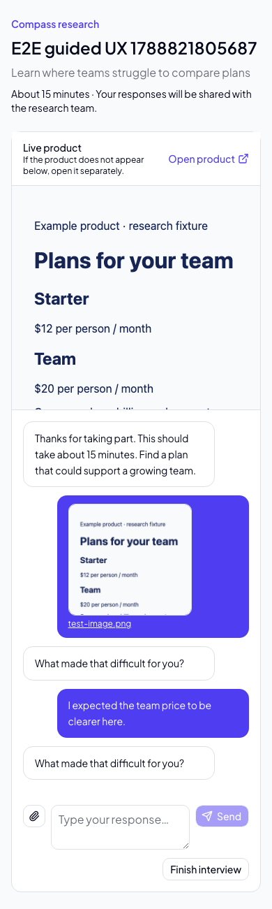 Guided participant chat on mobile