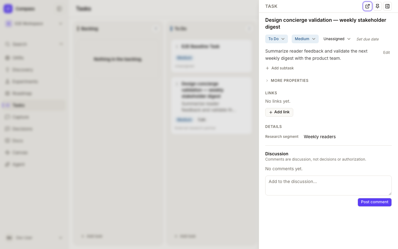Compact task detail panel