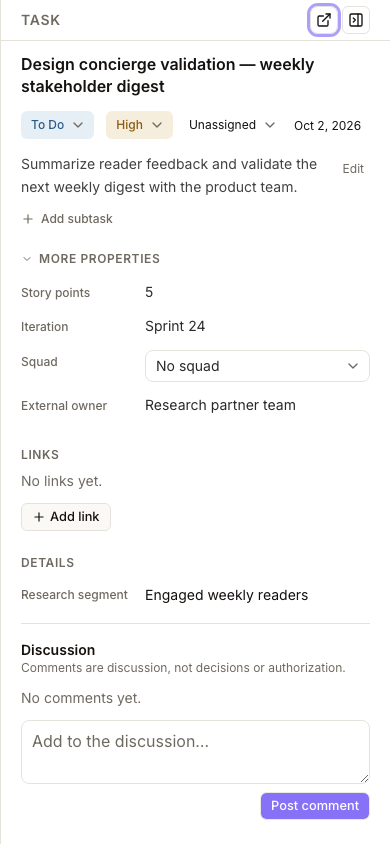 Task details on mobile