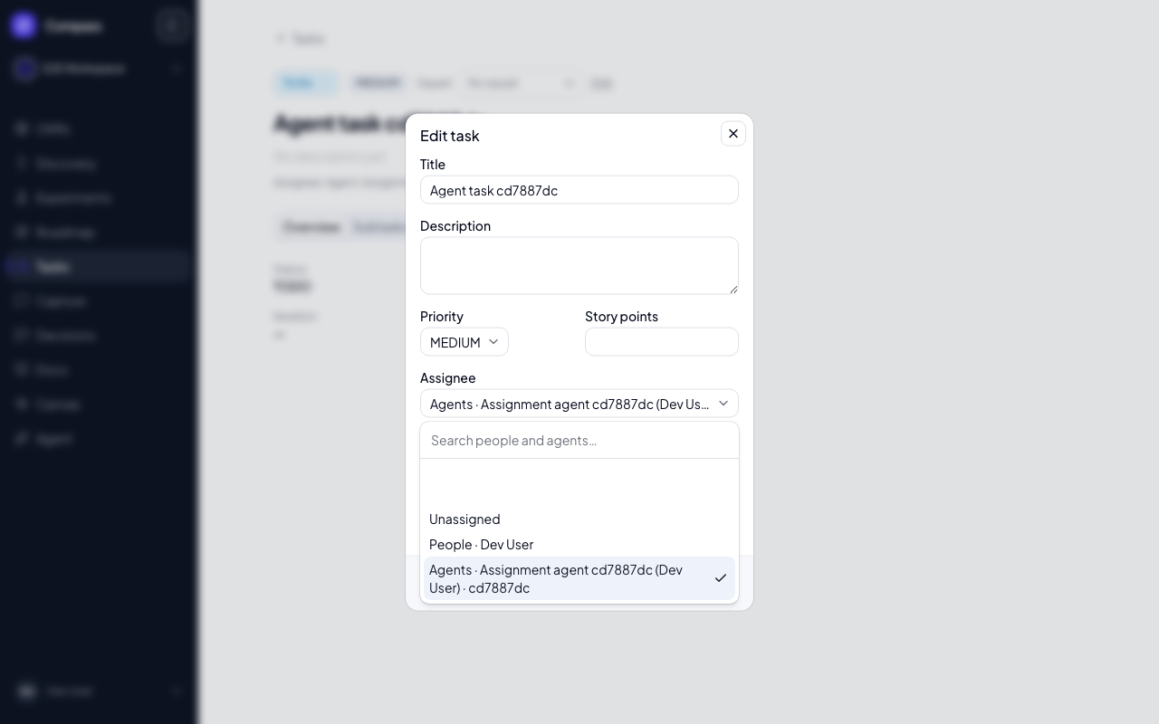 People and agent assignee picker