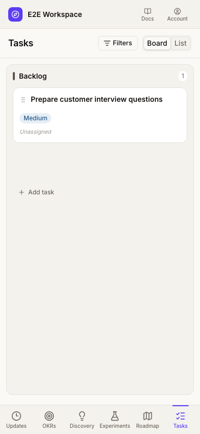 Tasks on mobile