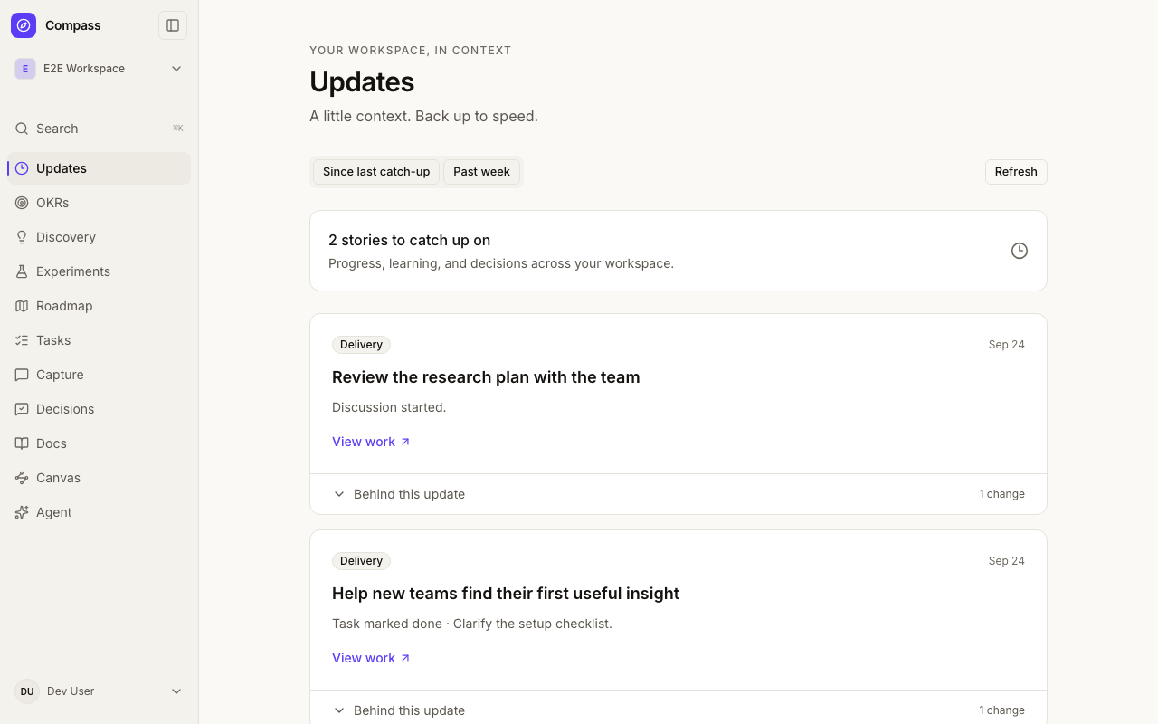 Updates on desktop with grouped workspace stories